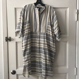 BCBGMaxAzria Striped Gray and Cream Dress